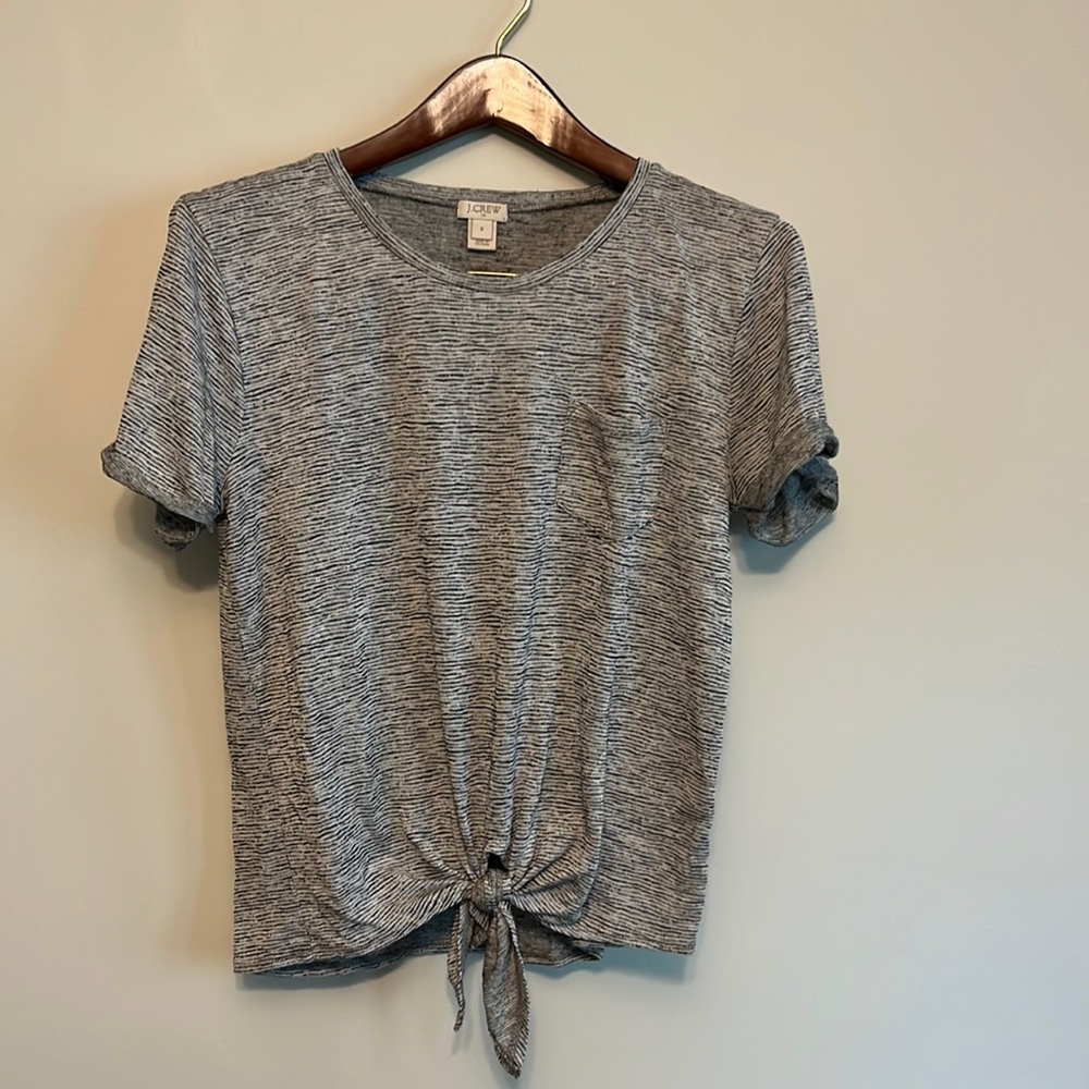 J. Crew Heathered Tie Front Tee